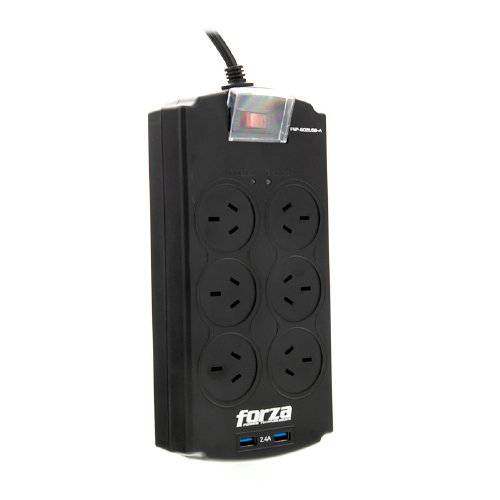 SUPRESOR DE SOBRETENSION FSP-602USB-A 220V 6-IRAM + 2x puertos USB